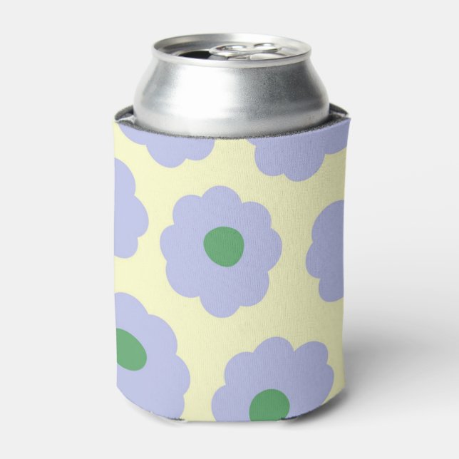 Rafraîchisseur Pour Canette Bleu Vert Floral Élégant Retro Boisson (Can devant)