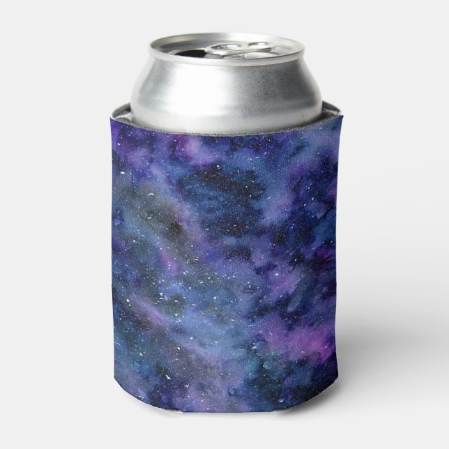 Rafraîchisseur Pour Canette Bleu violet majestueux étoile Nebula Aquarelle (Can devant)