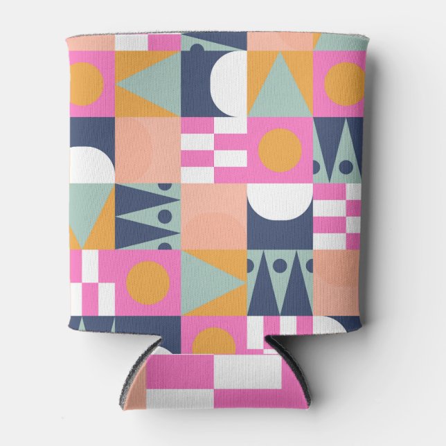 Rafraîchisseur Pour Canette Bloc de couleur africain, motif géométrique. (Devant)