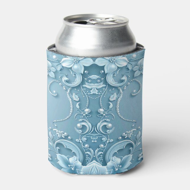 Rafraîchisseur Pour Canette Blue Decorative Floral Can Cooler (Can devant)