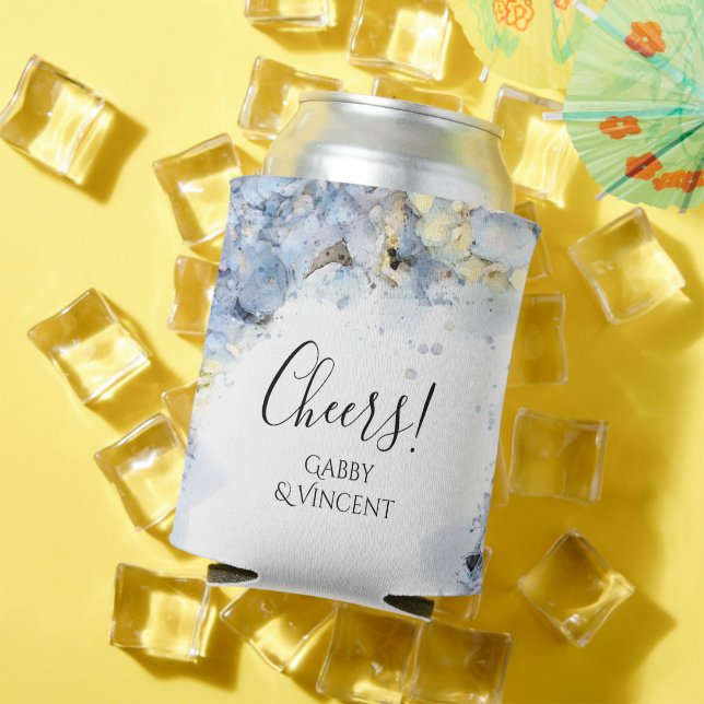 Rafraîchisseur Pour Canette Blue Hydrangea Fleurs Aquarelle Mariage Faveur (Été in situ)