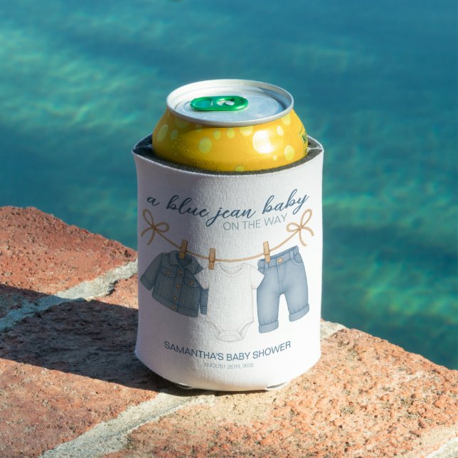Rafraîchisseur Pour Canette Blue Jean Baby sur le chemin Baby shower (Piscine in situ)