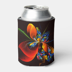 Rafraîchisseur Pour Canette Blue Orange Floral Moderne Art Abstrait Motif #03