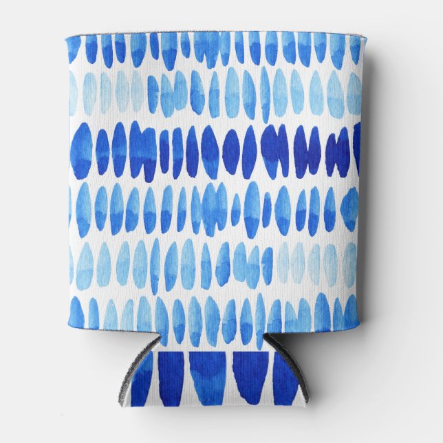 Rafraîchisseur Pour Canette Blue Raindrops : Aquarelle sans couleur Abstrait (Devant)