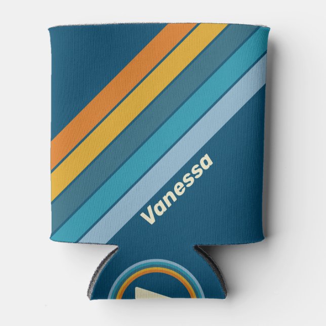 Rafraîchisseur Pour Canette Blue Sun Stripes with Name (Devant)