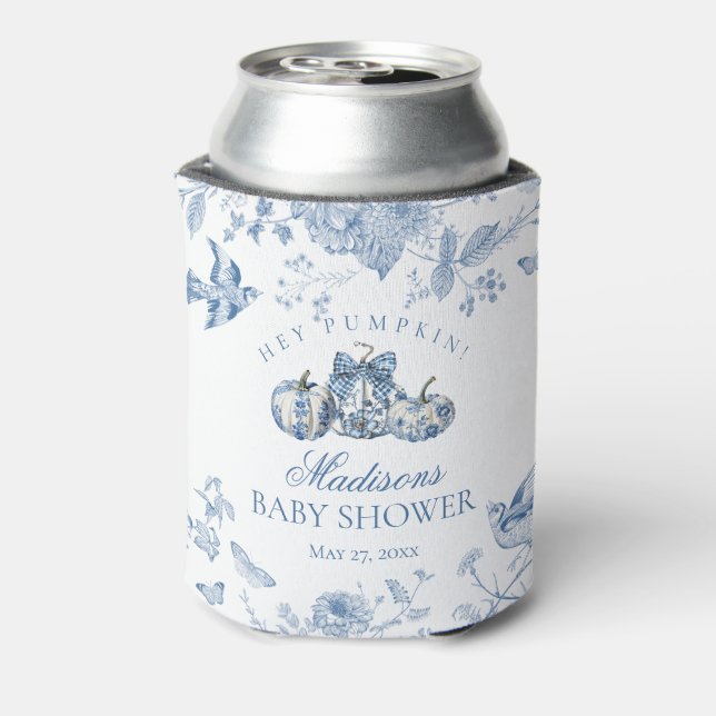 Rafraîchisseur Pour Canette Blue Toile Pumpkin French Fall Floral Baby Shower (Can Dos)