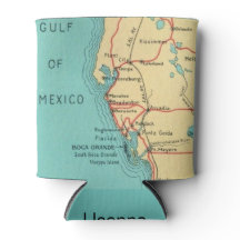 Boca Grande. Useppa Map Can Cooler