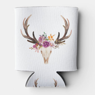 Rafraîchisseur Pour Canette bohème, crâne taureau, bois, floral boho