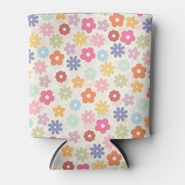 Rafraîchisseur Pour Canette Boho 70's Retro Daisy Flowers (Devant)
