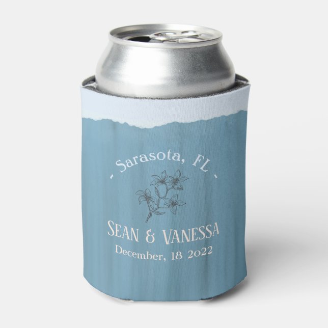 Rafraîchisseur Pour Canette Boho Beach Dusty Mariage bleu (Can devant)