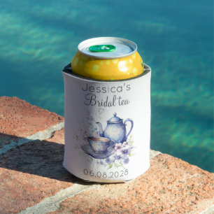 Rafraîchisseur Pour Canette Boho Bridal Tea Blue Floral Fête des mariées Vinta