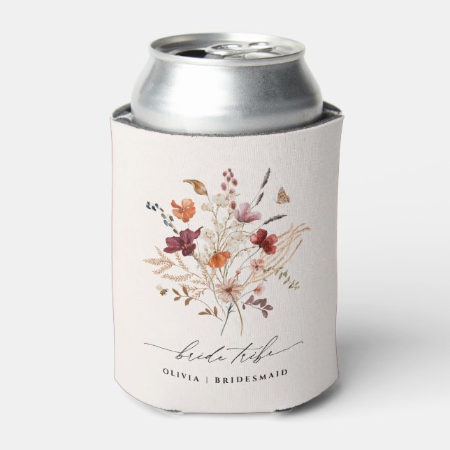 Rafraîchisseur Pour Canette Boho Fleur sauvage Bachelorette Mariage Mariée Tri (Can devant)