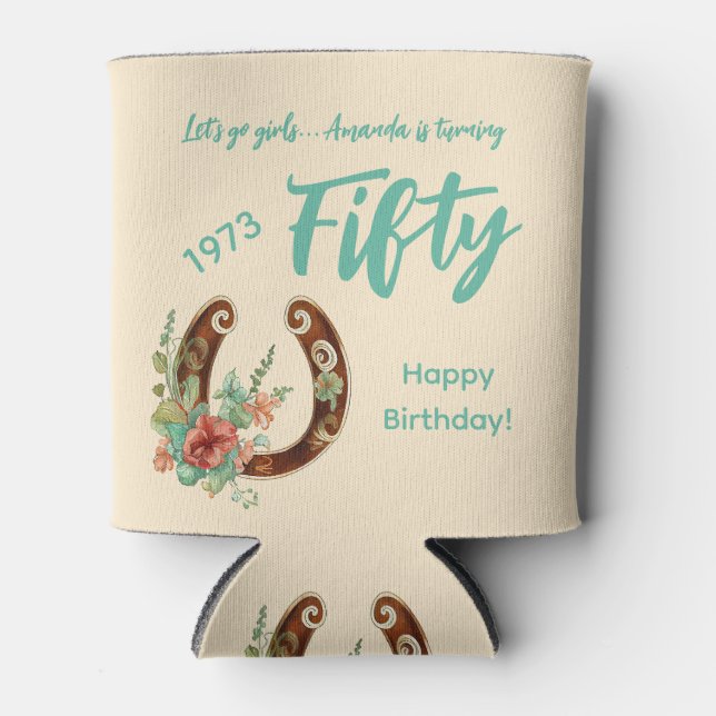 Rafraîchisseur Pour Canette Boho Horseshoe Fleurs sauvages Cinquantième annive (Devant)