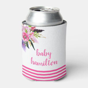 Rafraîchisseur Pour Canette Boho Rose Aquarelle Floral Baby shower personnalis