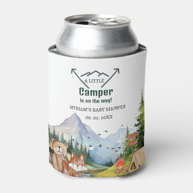 Rafraîchisseur Pour Canette Bois Animaux Aventure Camper Baby shower (Can devant)