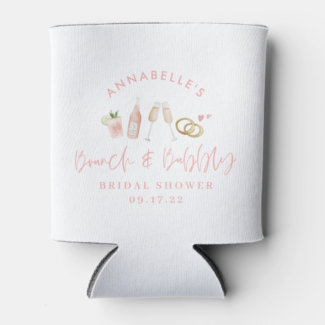 Rafraîchisseur Pour Canette Boissons d'aquarelle brunch et douche à bulles nup (Devant)