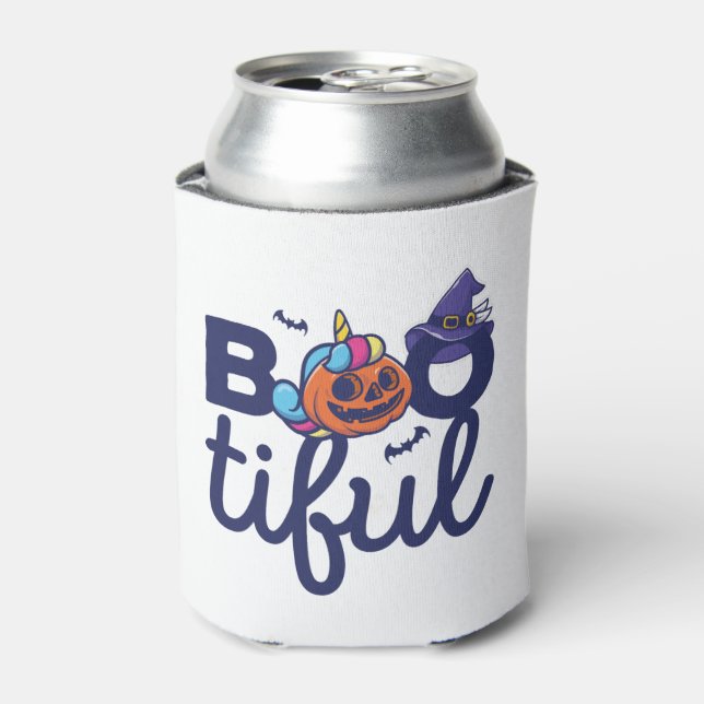 Rafraîchisseur Pour Canette Boitier Halloween Funny Unicorn lanterne Citrouill (Can devant)