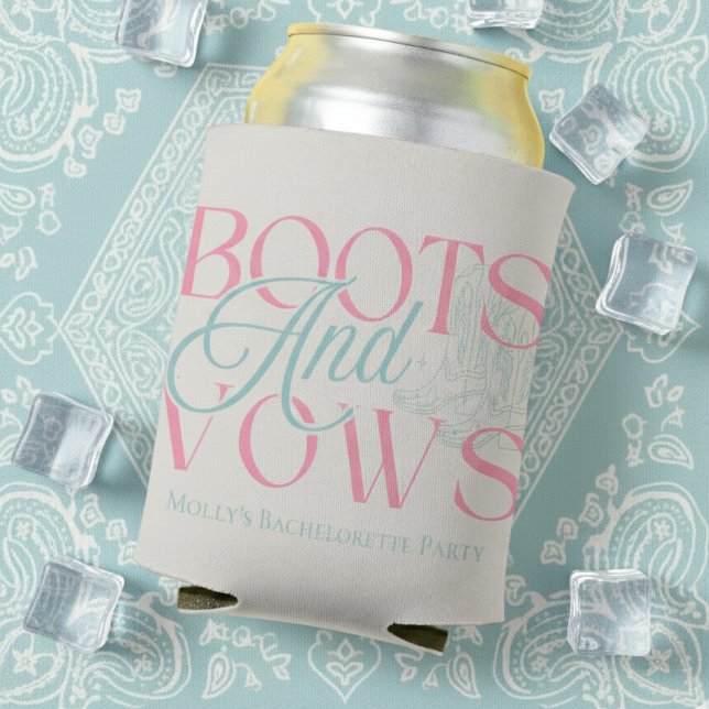 Rafraîchisseur Pour Canette Boots et Vows - Western Bachelorette (Say “I do” with a western twist in this charming “Boots and Vows” design!)