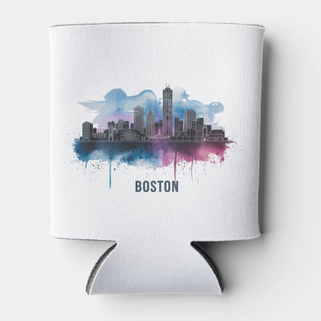 Rafraîchisseur Pour Canette Boston City Skyline, Boston Ma Skyline (Devant)