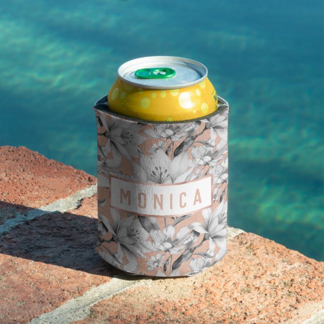 Rafraîchisseur Pour Canette Botanique noir blanc rose or parties scintillant f (Piscine in situ)