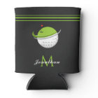 Boule de golf et drapeau Nom personnalisé Gris ray