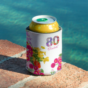 Rafraîchisseur Pour Canette Bouquet de fleur de 80e anniversaire peut refroidi