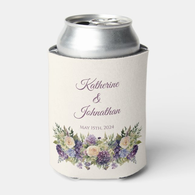 Rafraîchisseur Pour Canette Bouquet de fleurs violettes d'aquarelle Mariage (Can devant)
