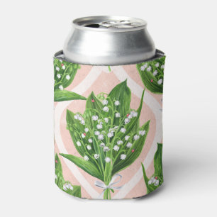 Rafraîchisseur Pour Canette Bouquet de lys de la vallée fleurs sur rose