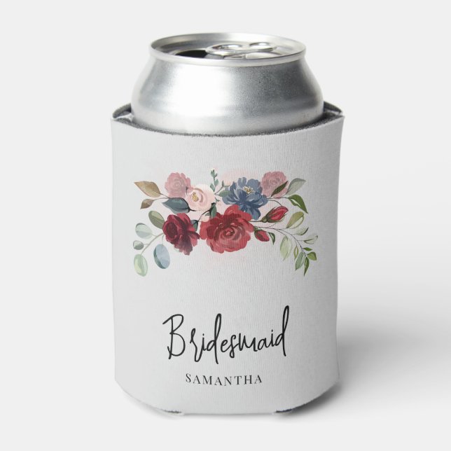 Rafraîchisseur Pour Canette Bourgogne Mariage Floral Bridesmaid Personnalisé (Can devant)
