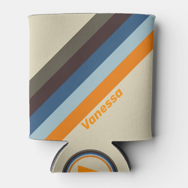 Rafraîchisseur Pour Canette Bouton Fade Stripes avec nom Ping Pong Paddle (Devant)