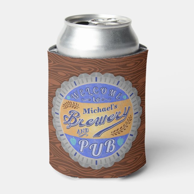 Rafraîchisseur Pour Canette Brasserie Pub Personnalisé Bière Bouteille Casquet (Can devant)