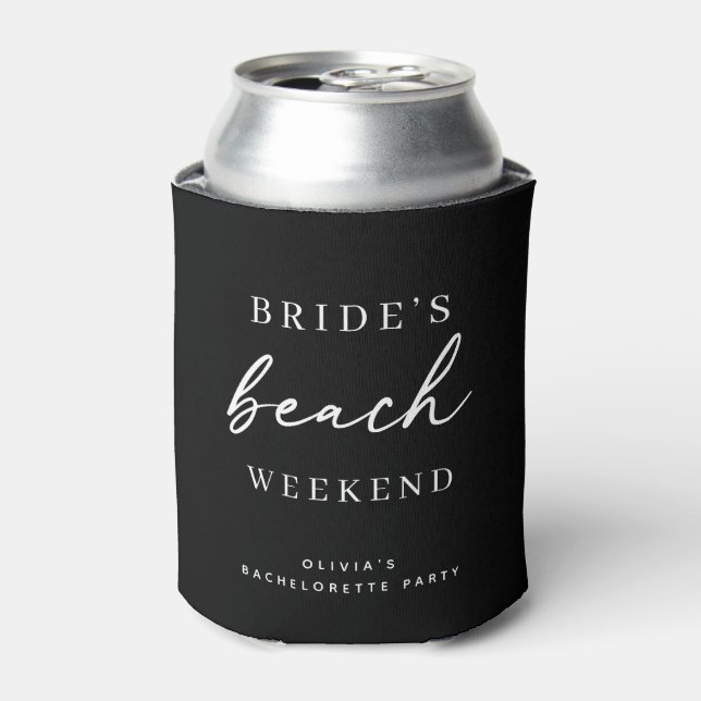Rafraîchisseur Pour Canette Brides Beach Weekend | Coastal Black Bachelorette (Can devant)