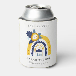 Rafraîchisseur Pour Canette Bright Yellow Navy Boho Floral Rainbow Baby shower