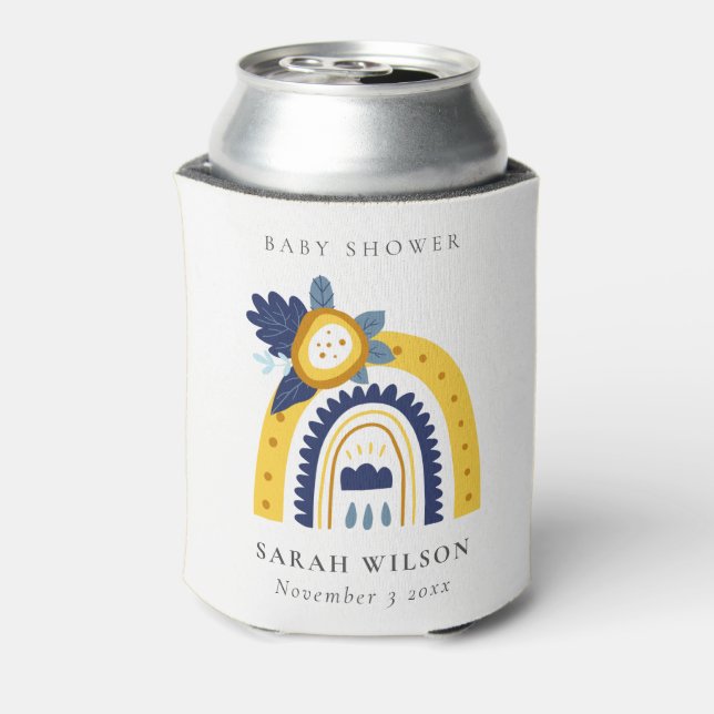 Rafraîchisseur Pour Canette Bright Yellow Navy Boho Floral Rainbow Baby shower (Can Dos)