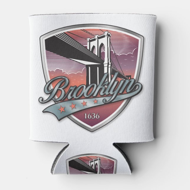 Rafraîchisseur Pour Canette Brooklyn Design argent métal (Devant)