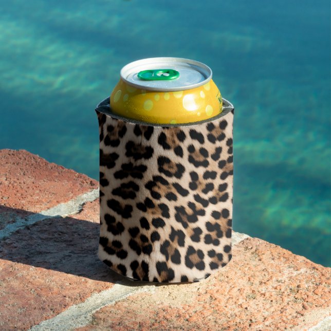 Rafraîchisseur Pour Canette Brown Crème noire léopard animal (Piscine in situ)