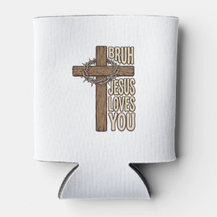 Rafraîchisseur Pour Canette Bruh Jésus T'aime Croix Vintage Chrétien Vecto