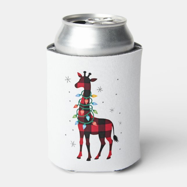 Rafraîchisseur Pour Canette Buffalo Plaid Family Matching Giraffe Christmas Pa (Can devant)