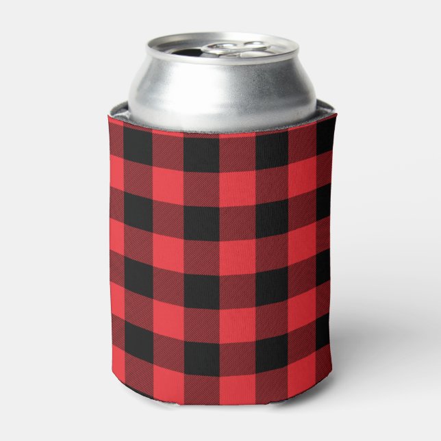 Rafraîchisseur Pour Canette Buffalo Plaid Red Black Check (Can devant)