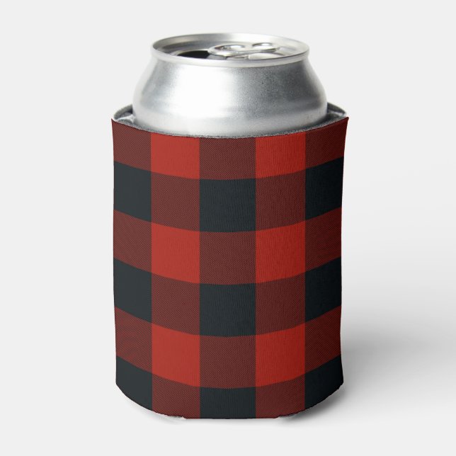 Rafraîchisseur Pour Canette Buffalo rouge et noir À damiers Carré Plaid (Can devant)