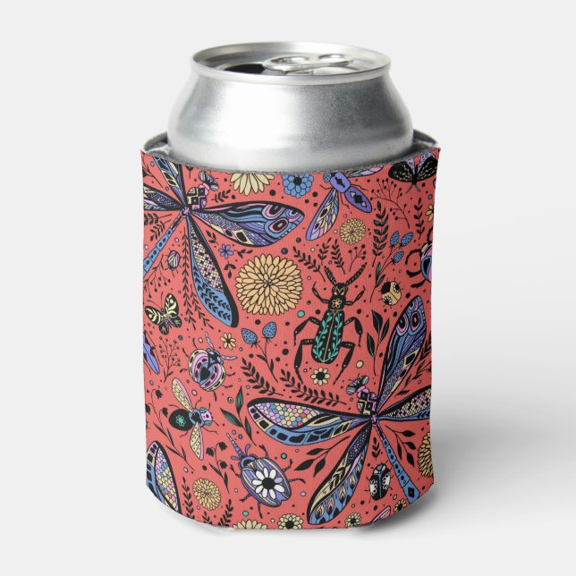Rafraîchisseur Pour Canette Bugs de Doodle sur corail rouge (Can devant)