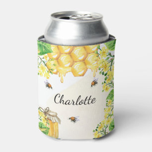 Rafraîchisseur Pour Canette Bumble abeilles miel fleurons jaunes monogramme