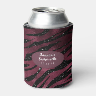Rafraîchisseur Pour Canette Burgundy Glam Paillettes Rayures de Tigre Fête