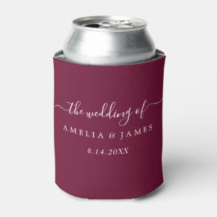 Rafraîchisseur Pour Canette Burgundy Moderne Mariage de script Can Cooler