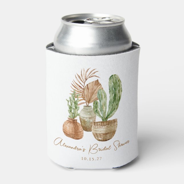 Rafraîchisseur Pour Canette Cactus aquarelle Boho Pampas Plante Enterrement de (Can devant)