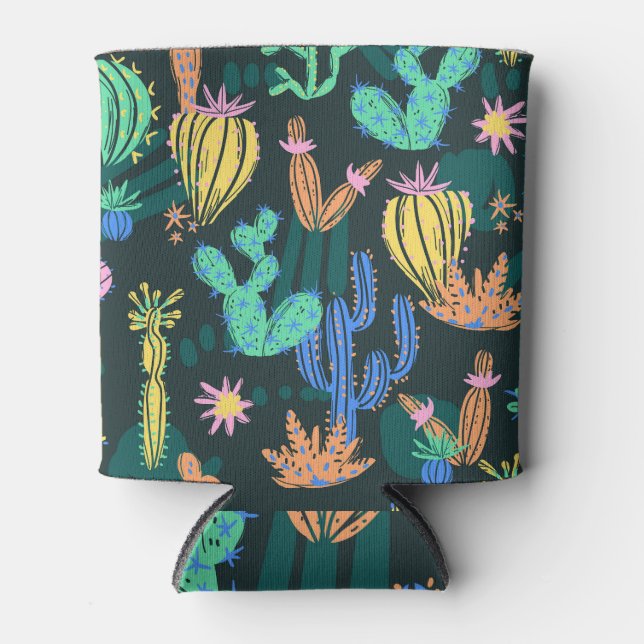 Rafraîchisseur Pour Canette Cactus dessiné à la main : sans couture scandinave (Devant)