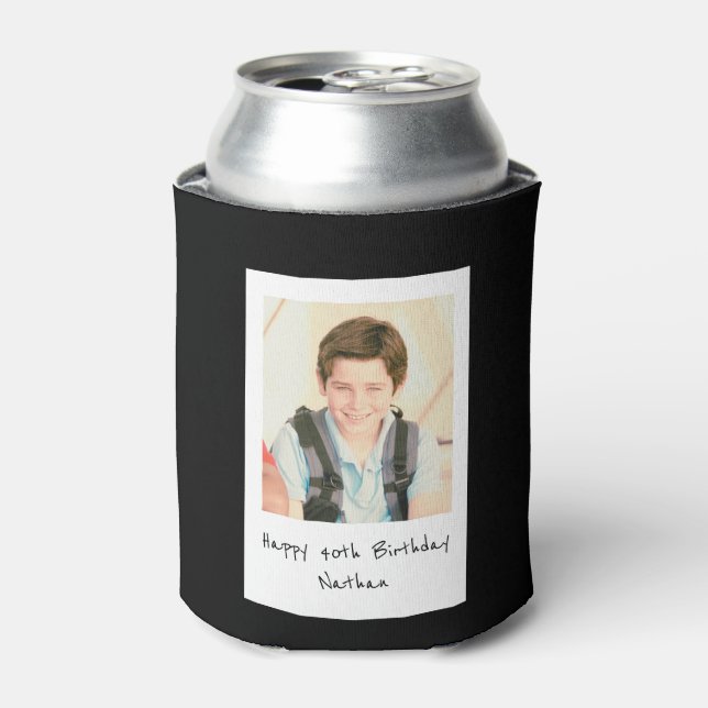 Rafraîchisseur Pour Canette Cadeau d'anniversaire avec photo en noir (Can devant)