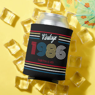 Rafraîchisseur Pour Canette Cadeau de 40 ans vintage 1986 à rayures rétro