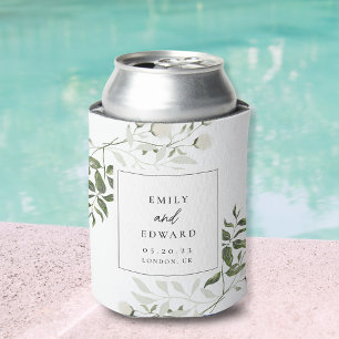 Rafraîchisseur Pour Canette Cadeau de mariage élégant Vert feuillage & floral 