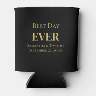 Rafraîchisseur Pour Canette Cadeaux de mariage Black Gold Best Day Ever
